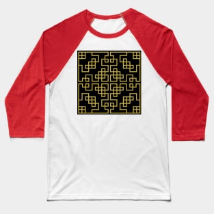 Black Gold Chinese Ornament Pattern Baseball T-Shirt